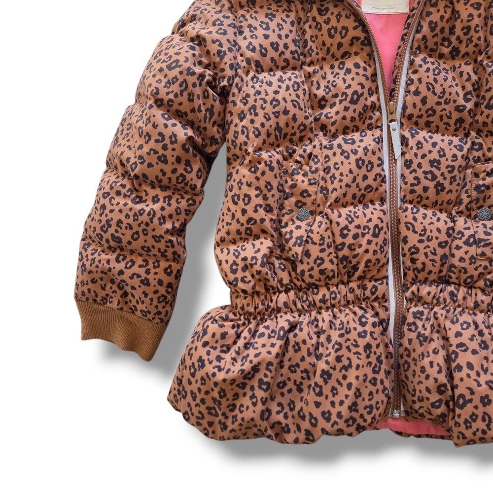 Hanna Andersson Leopard Print Girls Down Jacket 140 Size 10 - Picture 6 of 15